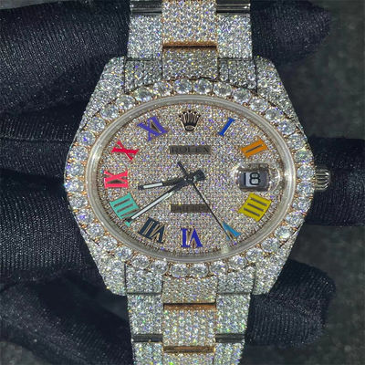 OEM Hip Hop Moissanite Mens  Iced Out Watches In Wrist