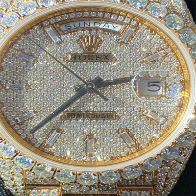 20 Carat White Bussdown  Bust Down Watch  Millionaire Conflict Free