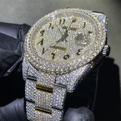 Round Cut Moissanite Watch  Fine Jewelry Hip Hop Diamond Watch For Men