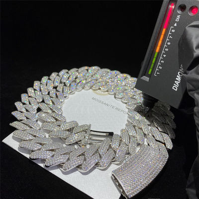 사람들을 위한 맞춘 스터링 실버 모이산니트 쿠바 링크 고리 보석 다이아몬드