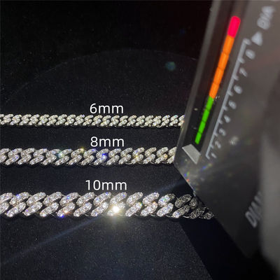 여자를 위한 맞춘 모이산니트 쿠바 링크 고리 밴드 보석 스터링 실버 힙합